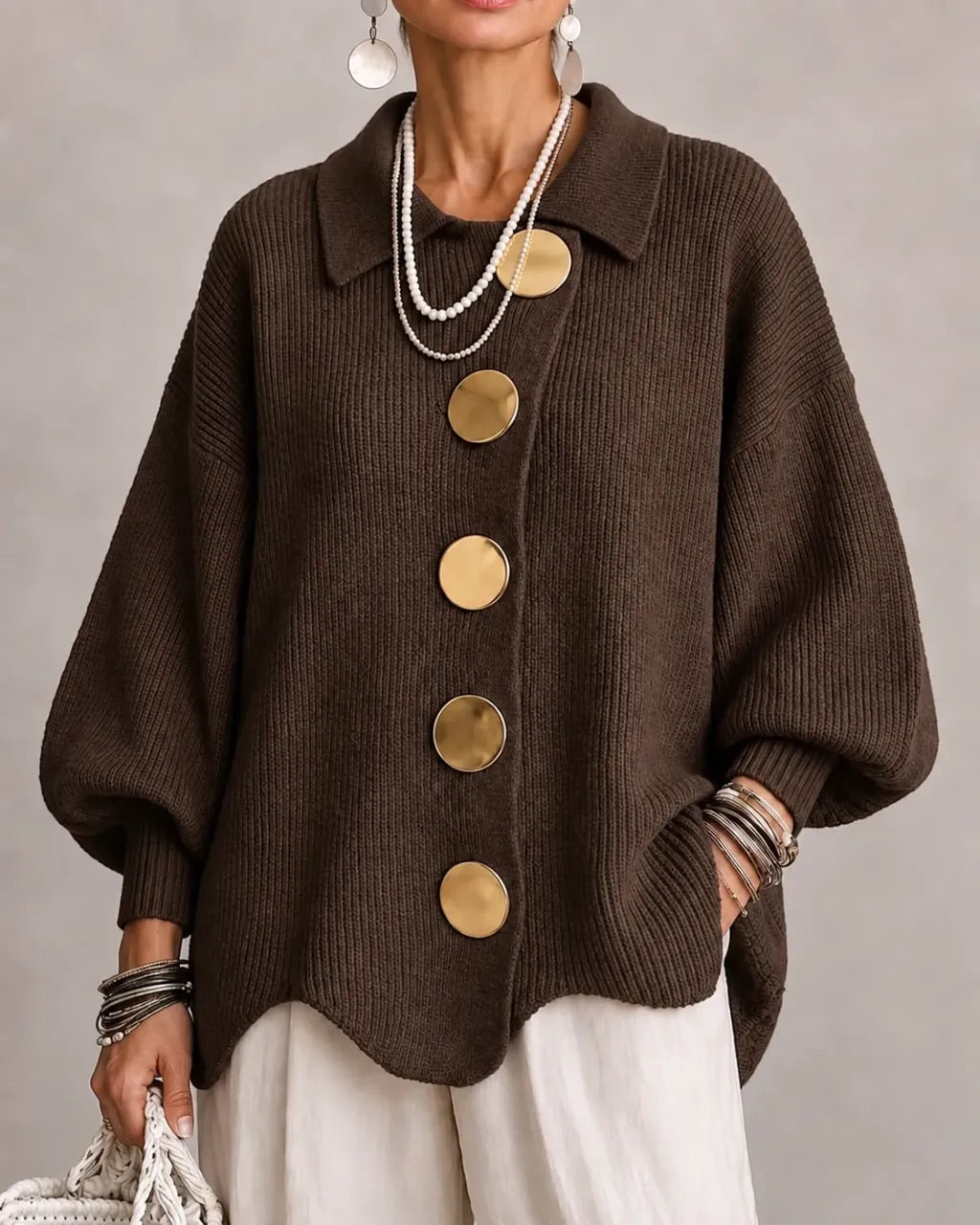 Karina | Gilet Oversize à Col et Boutons
