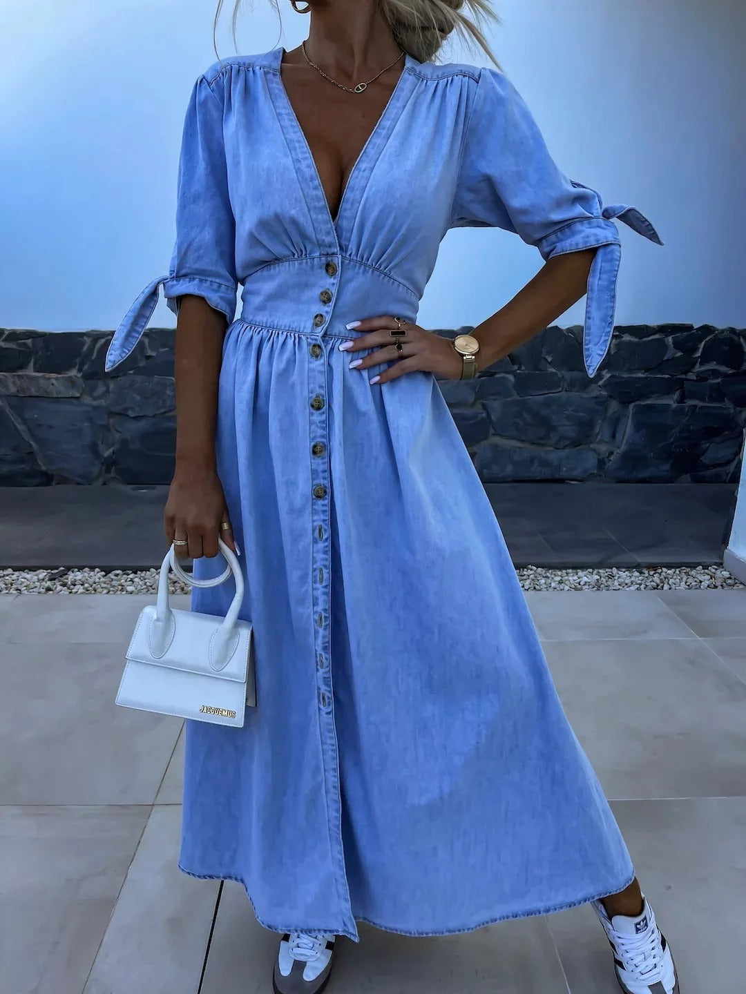 Amélie™ | Robe en denim scintillant en coton