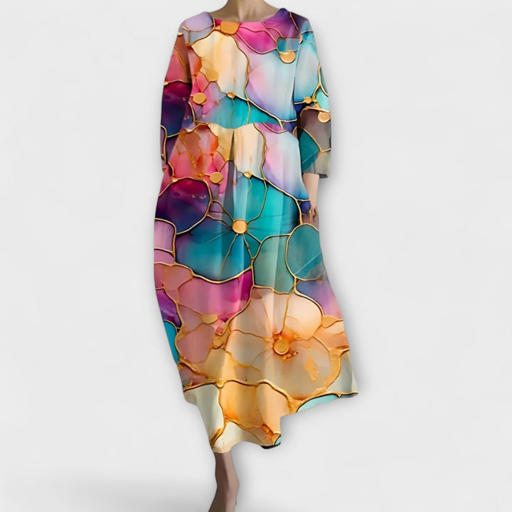 Fiona - Robe Longue et Colorée avec Décolleté en V
