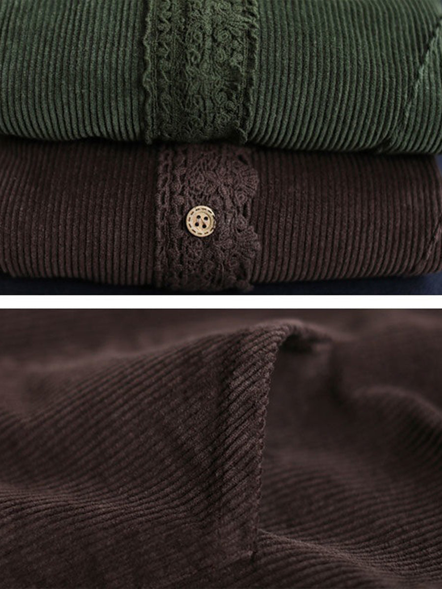 Maeve™ | Veste en Velours Côtelé à Bordure en Dentelle