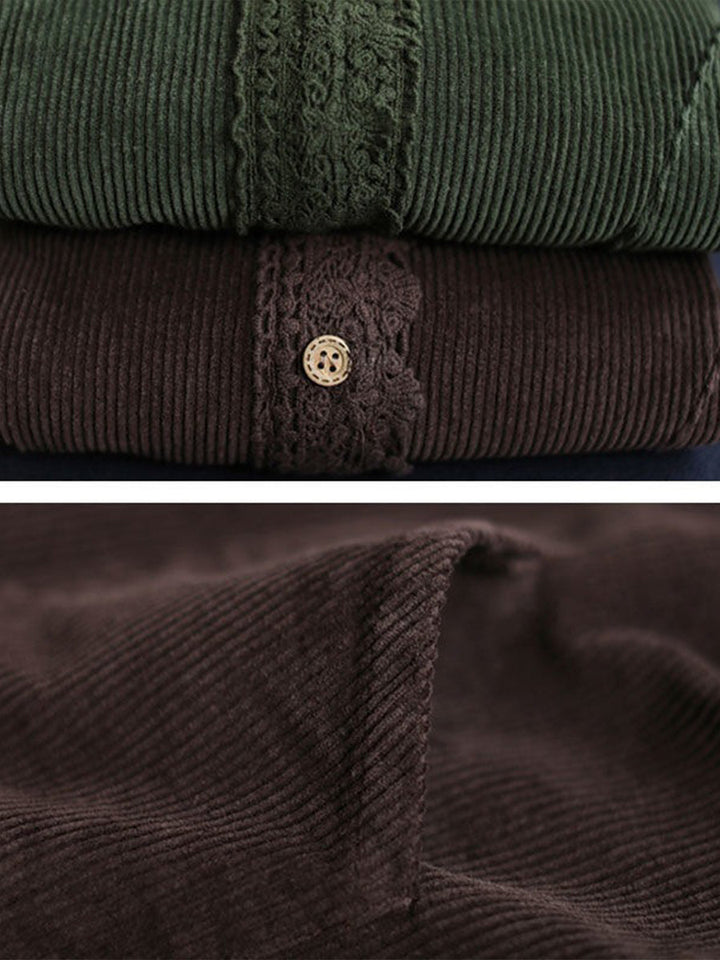 Maeve™ | Veste en Velours Côtelé à Bordure en Dentelle