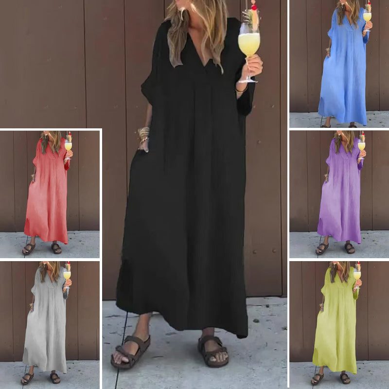 Luna™ | Robe en Coton Mélangé à Décolleté en V